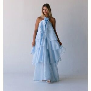 Elegant Blue Layered Dress